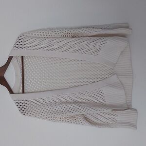 Abercrombie and Fitch 100% Cotton Open Knit Open Front Cardigan Ivory Size Med